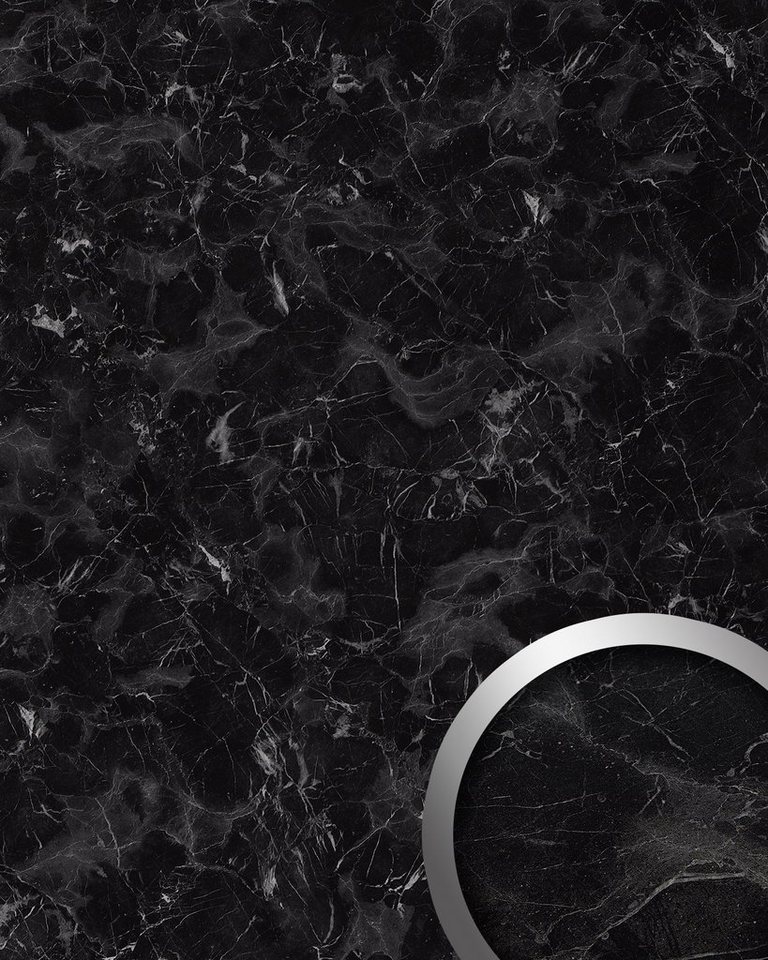 Wallface Dekorpaneele 23099 MARBLE Black Wandverkleidung in Marmor Optik matt schwarz 2,60m2, BxL: 100x260 cm, 2.6 qm, (Dekorpaneel, 1-tlg., Wandverkleidung in Marmor-Optik) selbstklebend, schwarz, grau, glatt von Wallface