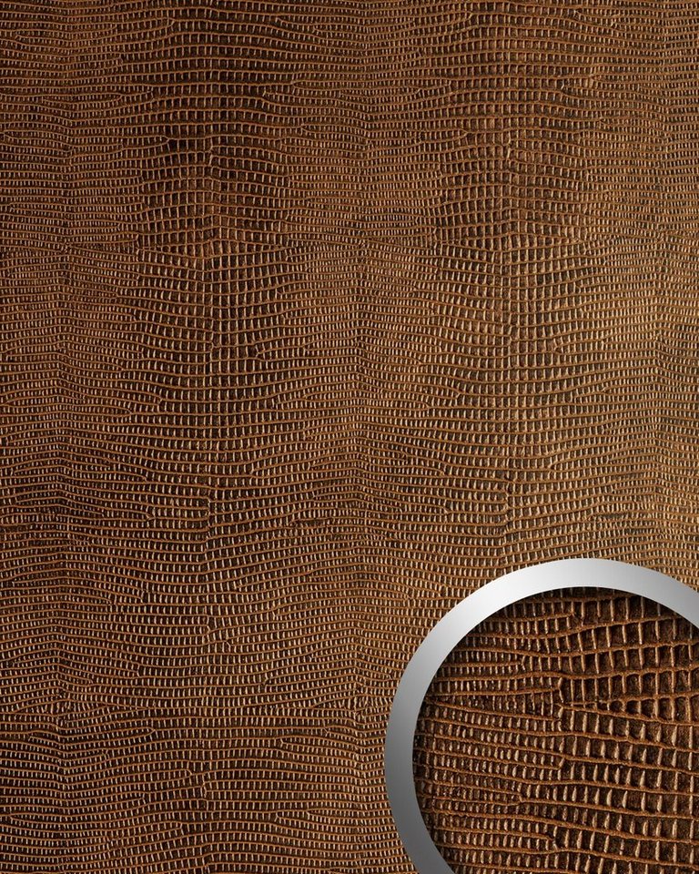 Wallface Wandpaneel 12894-SA, BxL: 100x260 cm, 2.6 qm, (Dekorpaneel, 1-tlg., Wandverkleidung in Leder-Optik) selbstklebend, Kupfer, metallisch glänzend von Wallface