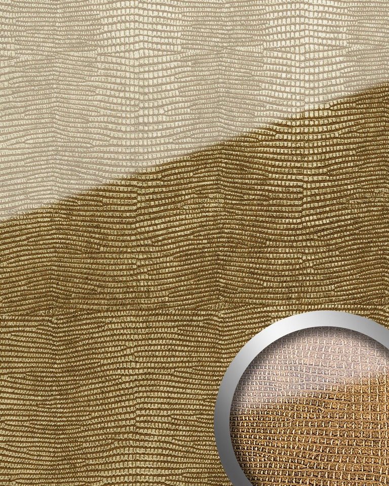 Wallface Wandpaneel 16982-SA-AR, BxL: 100x260 cm, 2.6 qm, (Dekorpaneel, 1-tlg., Wandverkleidung mit Leguanleder-Muster in Glas-Optik) selbstklebend, Gold, hellbraun, glänzend, abriebfest von Wallface