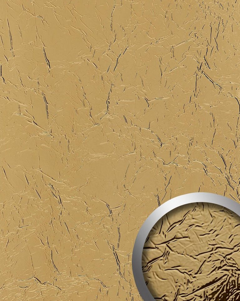 Wallface Wandpaneel 24944 CREPA Wandverkleidung 3D spiegelnd 2,6 m2, BxL: 100x260 cm, 2.6 qm, (Dekorpaneel, Wandverkleidung In 3D Crinkleoptik) selbstklebend, gold, strukturiert von Wallface