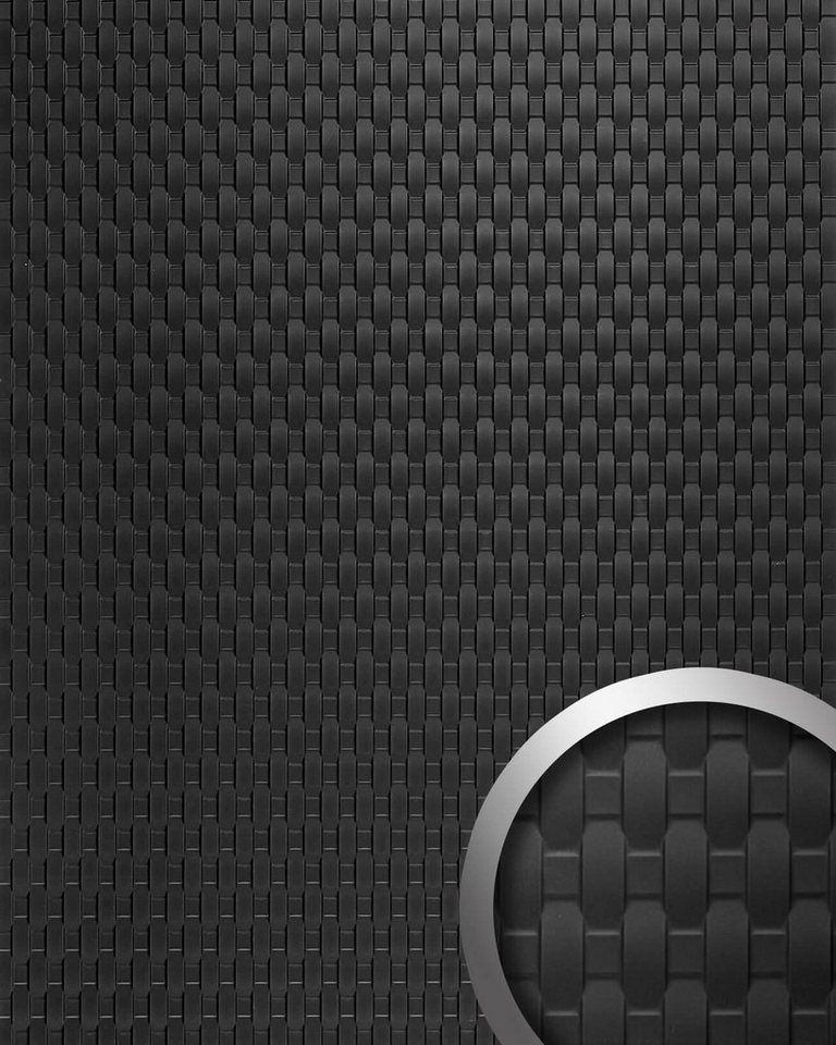 Wallface Wandpaneel 24953-SA, BxL: 100x260 cm, 2.6 qm, (Dekorpaneel, Wandverkleidung in geflochtener Rattan-Optik) selbstklebend, schwarz, geprägt von Wallface