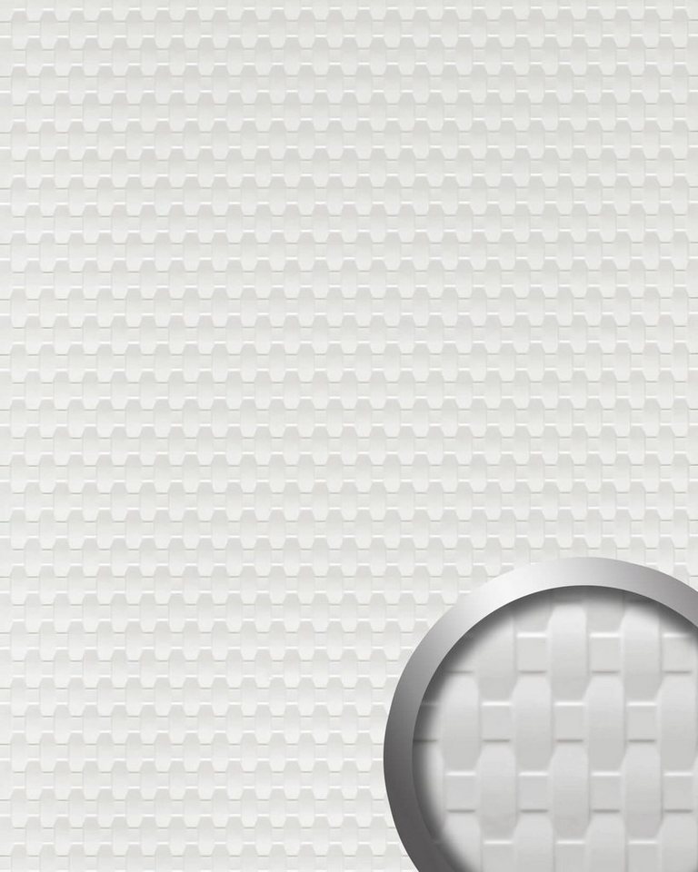 Wallface Wandpaneel 24954 RATTAN 20 Snow Wandverkleidung 3D matt weiß 2,6 m2, BxL: 100x260 cm, 2.6 qm, (Dekorpaneel, Wandverkleidung in geflochtener Rattan-Optik) selbstklebend, weiß, geprägt von Wallface