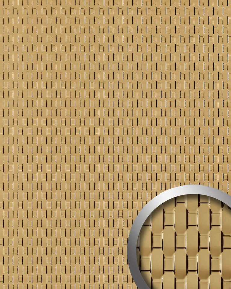 Wallface Wandpaneel 24955-SA, BxL: 100x260 cm, 2.6 qm, (Dekorpaneel, Wandverkleidung in geflochtener Rattan-Optik) selbstklebend, gold, geprägt von Wallface