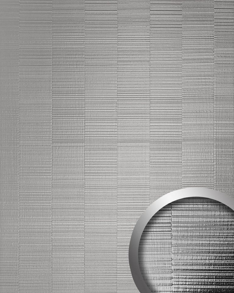 Wallface Wandpaneel 24961-SA, BxL: 100x260 cm, 2.6 qm, (Dekorpaneel, Wandverkleidung in Metall-Optik) selbstklebend, silber, geriffelt von Wallface