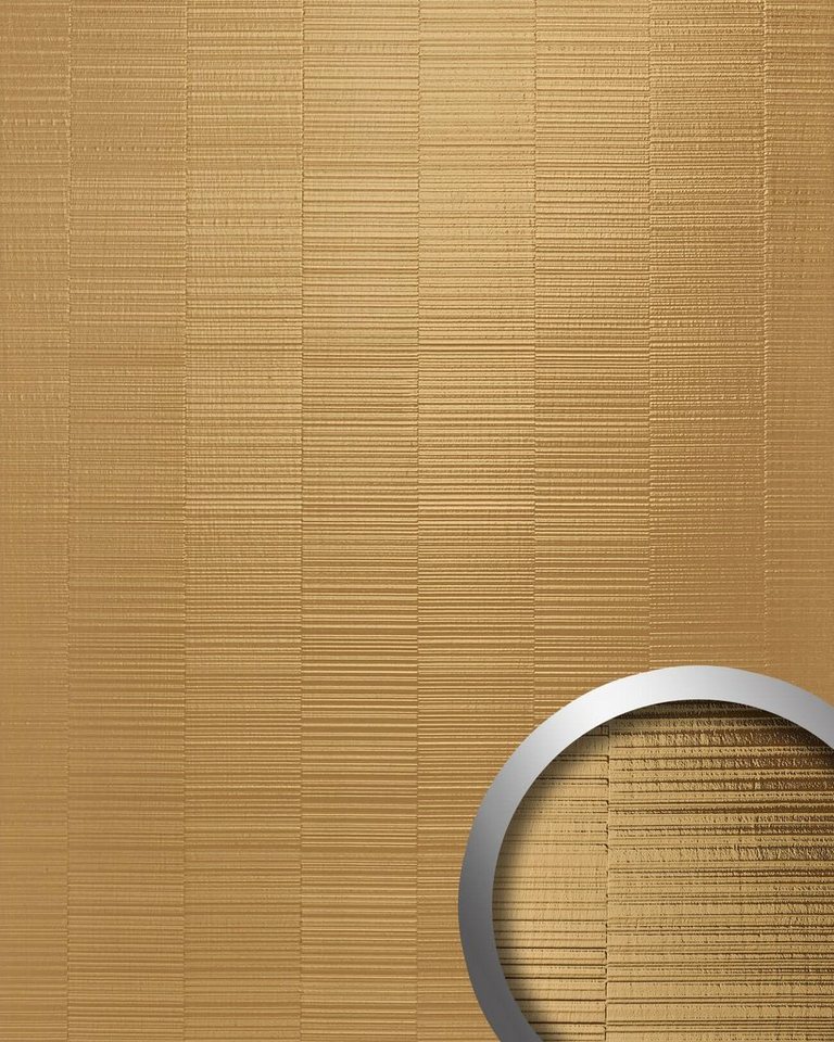 Wallface Wandpaneel 24962-SA, BxL: 100x260 cm, 2.6 qm, (Dekorpaneel, Wandverkleidung in Metall-Optik) selbstklebend, gold, geriffelt von Wallface