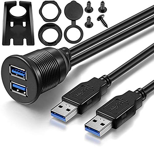 Wallfire 1/2 Ports 1 m / 3ft USB 3.0-Stecker auf USB 3.0 Buchse Unterputz Auto Mount Verlängerungskabel für Auto LKW Boot Motorrad Armaturenbrett Panel (Size : 2 Ports) von Wallfire