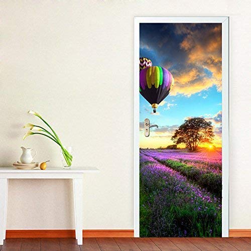 Wallflexi Tür-Provence Lavendel Heimdekoration Wandkunst Abziehbilder Wohnzimmer Kinderzimmer Restaurant Hotel Café Büro Dekor Abnehmbare selbstklebende Aufkleber Vinyl Mehrfarbig 200 x 88 x 0,03 cm von WALPLUS