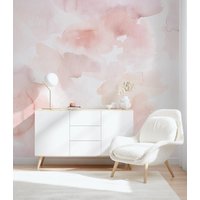 Abstrakte Abziehbare Tapete in Aquarell, Rosa Aquarell Tapeten Für Kinderzimmer, Mädchen Wfl113 von WallfloraShop