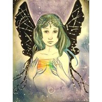 Feen Deko Ideen - Regenbogen Kunst Nachthimmel Sternbild Fantasy Kunstwerk Fine Art Print Dreamweaver Mixed Media von WallflowerArtandGift