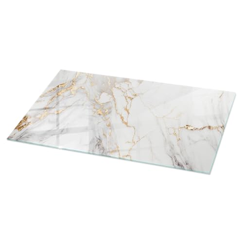 Dekorative Glasplatte 140x70 cm Wasserdicht Polierte Kanten Glatte Oberfläche Sicherungsblech Installationswerkzeuge Fleckenbeständigkeit Schutz vor Kontamination - Eleganter Marmor mit Adern von Wallfluent