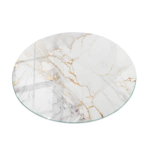 Dekorative Glasplatte ⌀ 70 cm Wasserdicht Polierte Kanten Glatte Oberfläche Sicherungsblech Installationswerkzeuge Fleckenbeständigkeit Schutz vor Kontamination - Eleganter Marmor mit Adern von Wallfluent