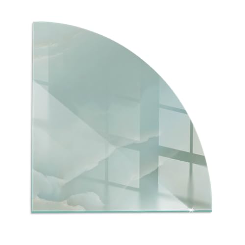 Kamin Bodenplatte Glas 1/4 100x100 cm Spritzwasserschutz Sicherungsblech Schutz vor Schäden Herdboden Schutz vor Glut Polierte Kanten Wohnzimmer Bodenbelag Viertelkreis - Zartes Marmormuster von Wallfluent