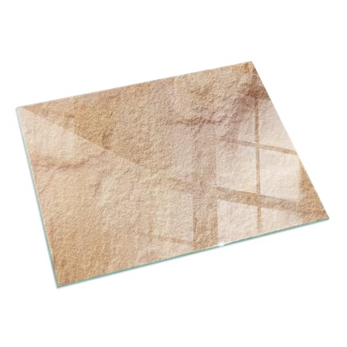 Kamin Bodenplatte Glas 120x80 cm Design Nachhaltig Herdboden Rechteckig Schutz vor Glut Sicherungsblech Polierte Kanten Nachhaltig Bodenbelag Wohnzimmer Spritzwasserschutz - Natursteinstruktur von Wallfluent