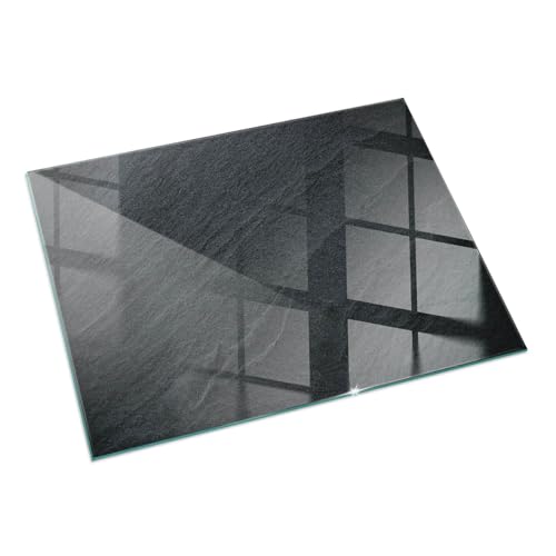 Kamin Bodenplatte Glas 120x80 cm Herdboden Rechteckig Schutz vor Glut Sicherungsblech Polierte Kanten Nachhaltig Bodenbelag Wohnzimmer Spritzwasserschutz - Natursteinstruktur von Wallfluent