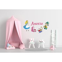 Alice Im Wunderland Wandaufkleber Mädchen-Kinderzimmer-Wand-Aufkleber Mädchen-Schlafzimmer-Dekor Individuelle Abziehbild Cus107 von WallifyDesigns