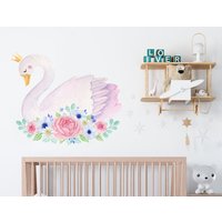 Aquarell Süsser Schwan Wandtattoo Für Kinderzimmer Wanddekoration 0050Du von WallifyDesigns