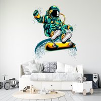 Astronaut Skateboard Wandtattoo Weltraum Wanddekor Für Kinder Schlafzimmer Wandkunst A04 von WallifyDesigns