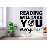 Bücher Wandtattoo Wanddekor | Aufkleber Junge Lesen Buch Abziehbilder Für Die Schule Klassenzimmer Bo51 von WallifyDesigns