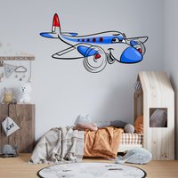 Buntes Flugzeug-Wandtattoo | Wandaufkleber Kinderzimmer Bunte Wand-Vinyl-Aufkleber Flugzeug Für's Du085 von WallifyDesigns