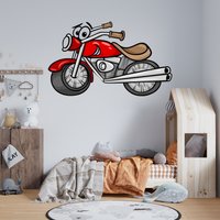 Buntes Motorrad Wandtattoo | Wandaufkleber Kinderzimmer Bunte Wand-Vinyl-Aufkleber Flugzeug Für's Du088 von WallifyDesigns