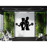 Gym Wandtattoo Fitness Decor Workout Art Vinyl Zitat Aufkleber Paar Crossfit Logo 007B von WallifyDesigns