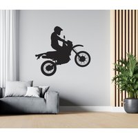 Motocross Wandaufkleber Motorrad Dirt Bike Wanddekor Personalisierte Abziehbilder Mo011 von WallifyDesigns