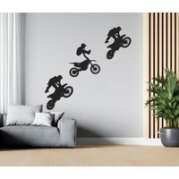 Motocross Wandaufkleber Motorrad Dirt Bike Wanddekor Personalisierte Abziehbilder Mo018 von WallifyDesigns