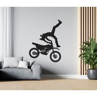 Motocross Wandtattoo Motorrad Wandaufkleber Dirt Bike Wanddekor Personalisierte Abziehbilder Mo006 von WallifyDesigns