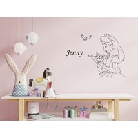 Personalisiertes Alice Im Wunderland Wandtattoo | Mädchen Schlafzimmer Vinyl Aufkleber 0041Du von WallifyDesigns