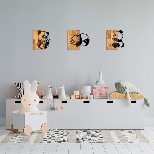 Decorative Wooden Wall Accessory Set (3 Pieces) | Black & Walnut | 50% Wood (3 cm) & 50% Metal (1 mm) | Stylish & Versatile for Home Decor von Wallity