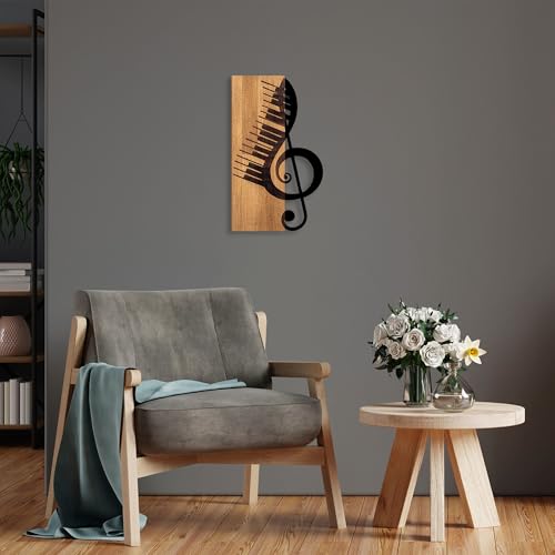 Elegant Decorative Wooden Wall Accessory, 30 x 50 cm | 50% Wood (3 cm Thick) & 50% Metal | Unique Walnut & Black Finish, Perfect for Modern Decor von Wallity