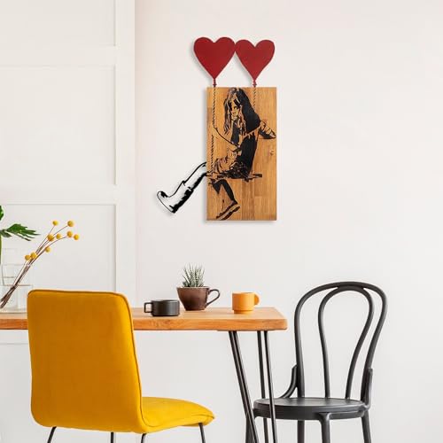 Elegant Decorative Wooden Wall Accessory, 50 x 80 cm | 100% Real Wood (3 cm Thick) & Metal | Unique Walnut & Black Design, Perfect for Home Decor von Wallity
