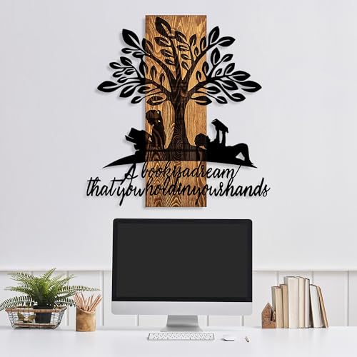 Elegant Decorative Wooden Wall Accessory, 54 x 57 cm | 100% Real Wood (3 cm) & Metal (1.5 mm) | Unique Walnut & Black Finish, Perfect for Home Decor von Wallity