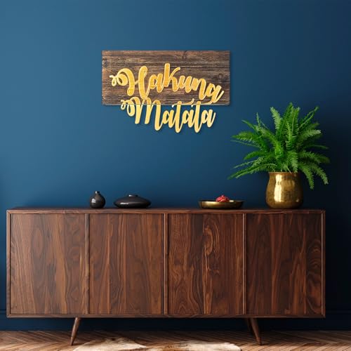 Elegant Decorative Wooden Wall Accessory, Walnut & Gold, 38 x 58 cm | 50% Wood (3 cm) & 50% Metal (1.5 mm) | Wall-Mountable, Unique Design von Wallity