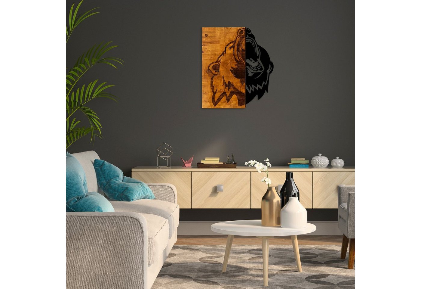 Wallity Wanddekoobjekt SKL1297,Schwarz, 49 x 58 cm, 50% Holz von Wallity