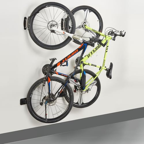 Wallmaster Schwenkbarer Fahrradträger, Wandhalterung, Fahrräder, 2er-Pack, Aufbewahrungssystem, vertikaler Fahrradhaken für den Innenbereich von Wallmaster