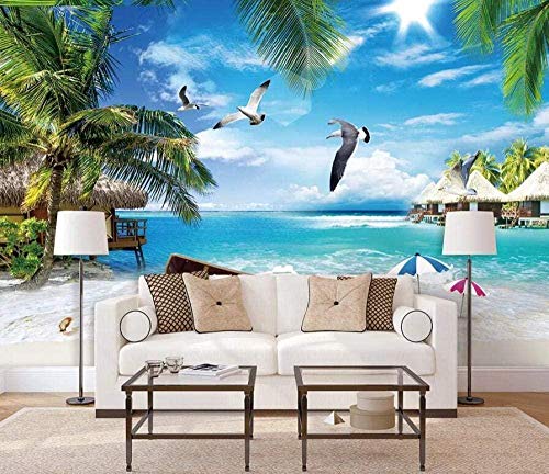 3D Wallpaper Malediven Palmo Moderne Fototapeten 3D Fototapete Wandbild Tapete Wanddekoration fototapete 3d Vlies wandbild Schlafzimmer-350cm×256cm von Wallpaper-3D-WYJ