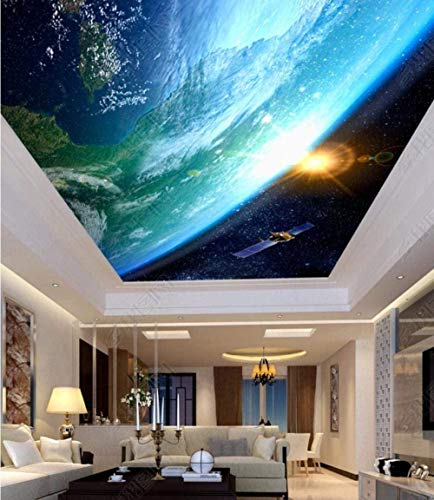 3D Wandbild Tapete Decke Weltraum Erde Satellit Universum 3D Kinderzimmer Tapete Poster Foto Tapete Junge Mädchen Schlaf Tapete Wanddekoration fototapete 3d Vlies wandbild Schlafzimmer-400cm×280cm von Wallpaper-3D-WYJ