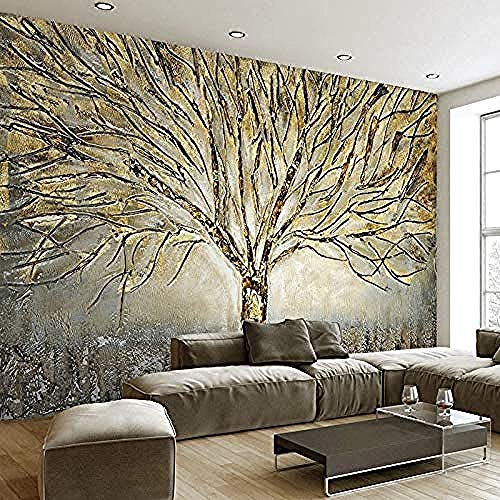 Benutzerdefinierte 3D-Wandbild Tapete Abstrakte Kunst Relief Ölgemälde Baum Wohnzimmer TV Hintergrund Wanddekoration fototapete 3d Tapete effekt Vlies wandbild Schlafzimmer-400cm×280cm von Wallpaper-3D-WYJ