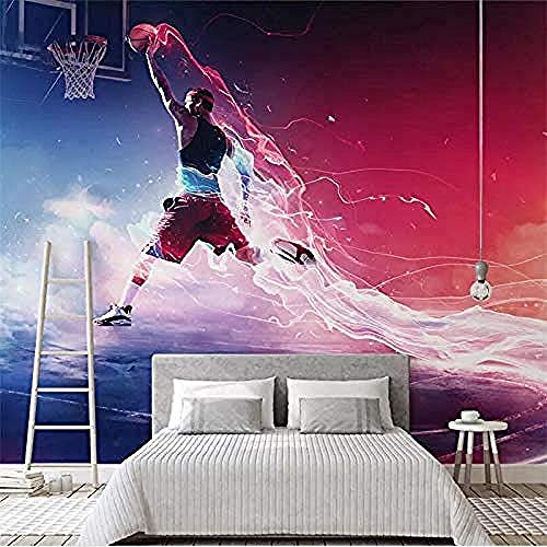 Benutzerdefinierte Tapete Coole Basketball Dunk Hintergrund Tapete Wandbild Benutzerdefinierte Große Wandbild Grüne Wanddekoration fototapete 3d Tapete effekt Vlies wandbild Schlafzimmer-150cm×105cm von Wallpaper-3D-WYJ