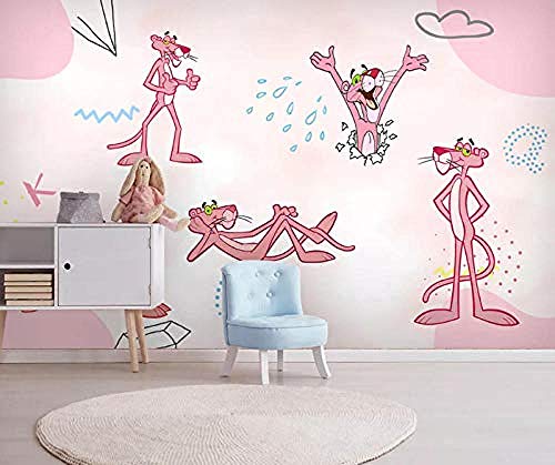 Cartoon Wallpaper Handgemalte Pink Panther Pink Cartoon Wallpaper Wandbild Kinder Hintergrundwand wandpapier fototapete 3d effekt tapete tapeten Wohnzimmer Schlafzimmer-200cm×140cm von Wallpaper-3D-WYJ