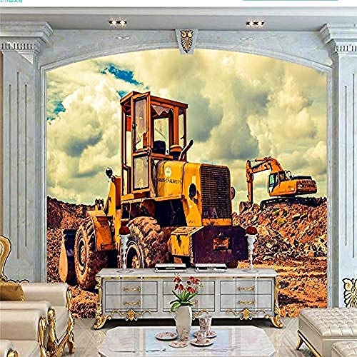 Gelbe Bagger Bulldozer Hügel für Wände Wandbilder Tapete Wanddekoration fototapete 3d Tapete effekt Vlies wandbild Schlafzimmer-200cm×140cm von Wallpaper-3D-WYJ