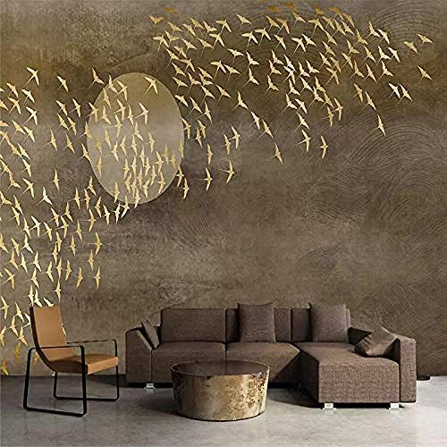 Kreative Goldtausend Vögel Tapete für Kinder S Zimmer Wohnzimmer TV Hintergrund Moderne Tapete wandpapier fototapete 3d effekt tapete tapeten Wohnzimmer Schlafzimmer-250cm×170cm von Wallpaper-3D-WYJ