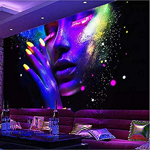 Moderne fluoreszierende Plakatleiste Ktv dekorative Malerei Wandbild Tapete Wanddekoration fototapete 3d Tapete effekt Vlies wandbild Schlafzimmer-150cm×105cm von Wallpaper-3D-WYJ