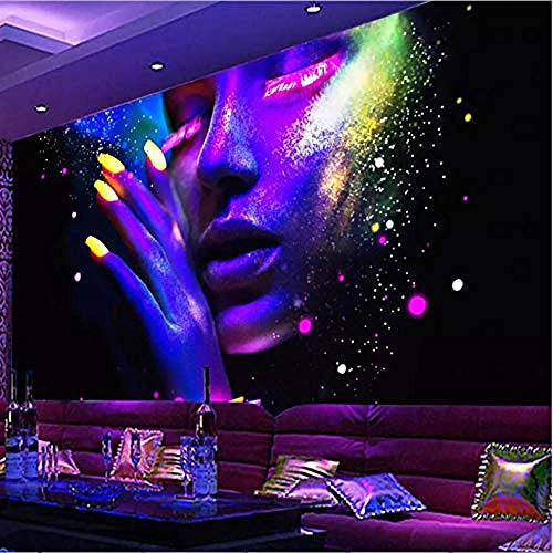 Moderne fluoreszierende Plakatleiste Ktv dekorative Malerei Wandbild Tapete Wanddekoration fototapete 3d Tapete effekt Vlies wandbild Schlafzimmer-430cm×300cm von Wallpaper-3D-WYJ