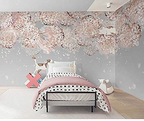 Moderne minimalistische Art Tapete Japanische Fantasie Kirschblüte Tapete Wohnzimmer Sofa Hintergrund Wandmalerei W Wanddekoration fototapete 3d Tapete effekt Vlies wandbild Schlafzimmer-300cm×210cm von Wallpaper-3D-WYJ