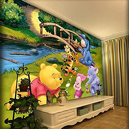 Schlafzimmer Hintergrund Wall_Girl Cute Cartoon selbstklebend Winnie The Pooh Junge Schlafzimmer Hintergrund Wand 3 wandpapier fototapete 3d effekt tapete tapeten Wohnzimmer Schlafzimmer-300cm×210cm von Wallpaper-3D-WYJ