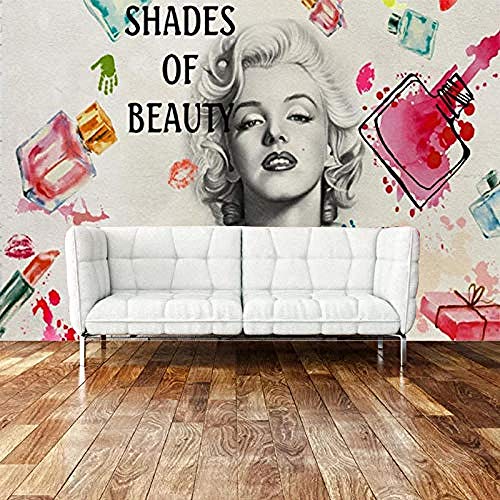 Schönheitssalon Wallpaper_Fashion Nail Art Schönheitssalon Marilyn Monroe 3D Wandbild Kosmetikgeschäft Nagellack Wa wandpapier fototapete 3d effekt tapete tapeten Wohnzimmer Schlafzimmer-200cm×140cm von Wallpaper-3D-WYJ
