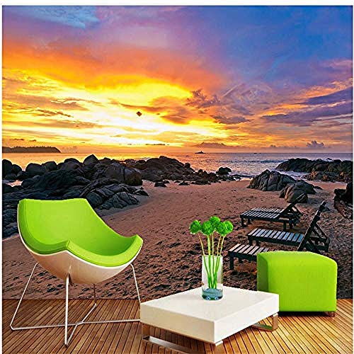 Strand romantischen Meer Sonnenuntergang für Wände Wandbilder Tapete Wanddekoration fototapete 3d Tapete effekt Vlies wandbild Schlafzimmer-150cm×105cm von Wallpaper-3D-WYJ