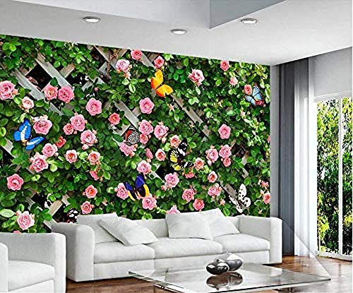Tapeten- romantische Garten-Rosengarten-Fernsehhintergrund-WandTapete 3d wandbild tapeten vintage Moderne Papier-200cm×140cm von Wallpaper-3D-WYJ